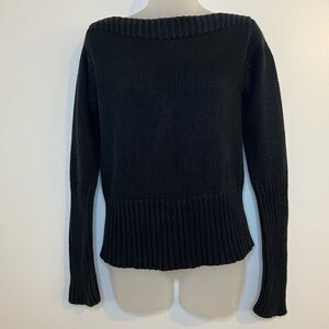 GAP Black Chunky Knit Wide Neck Sweater Size Small